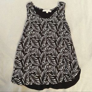 LOFT fern black and white patterned sleeveless blouse